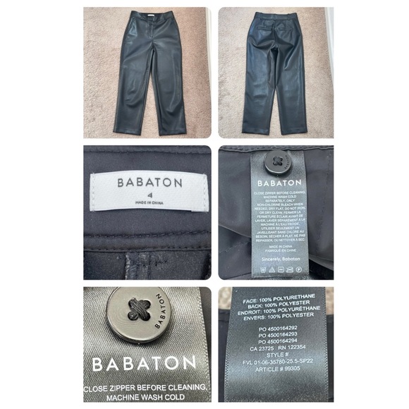 Aritzia Babaton Command Cropped Vegan Leather Trouser Pants Size 4, Spring 2022 - Picture 10 of 16